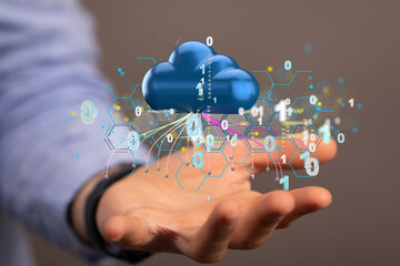 data security - Cloud technology. Integrated digital web concept background