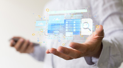 virtual develop interface web application in hand