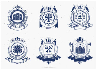 Wall Mural - Vintage award designs, vintage heraldic Coat of Arms. Vector emblems. Vintage design elements collection.