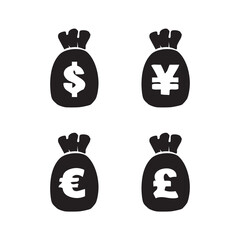 Wall Mural - Money sack in black logo design template