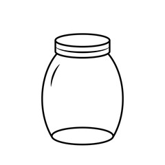 Wall Mural - Simple cartoon empty jar line icon. Clipart image isolated on white background