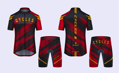 Cycling Jerseys mockup,t-shirt sport design template,uniform for bicycle apparel.