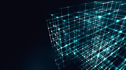 Wall Mural - abstract cube-shaped dots connection background. tech backdrop of connections. tech concept.