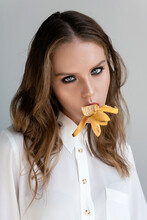 Portrait Of A Girl With A Banana In Her Mouth