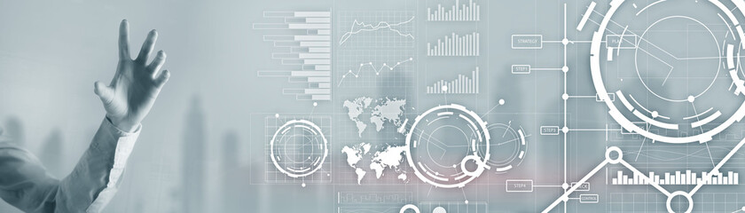 Wall Mural - website banner, investment dashboard. diagram graph stock trading transparent business background