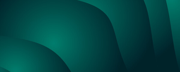 Wall Mural - modern simple dark green abstract background for wide banner with wave overlap layer. simple busines