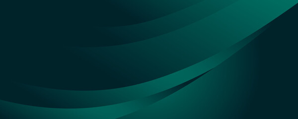 Wall Mural - modern simple dark green abstract background for wide banner with wave overlap layer. simple busines