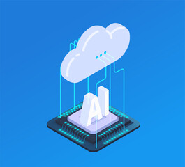 Wall Mural - Cloud AI Isometric Composition