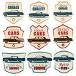 9 multicolored vintage car emblems