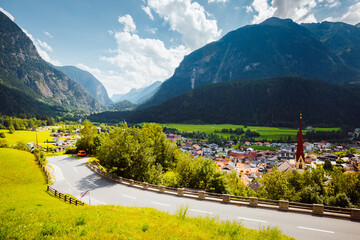 Fototapete - Tranquil summer scene in Oetz village on a sunny day. Location place Tyrol, Austria, Europe.