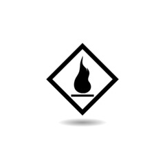 Sticker - Flammable sign icon with shadow