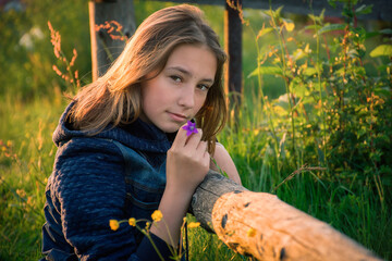 portrait of a teenage girl in spring