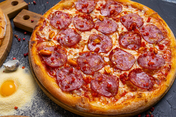 Wall Mural - Pepperoni pizza on plate