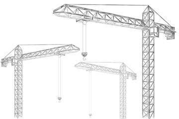 Tower cranes. Polygonal design of concatenated lines and points.