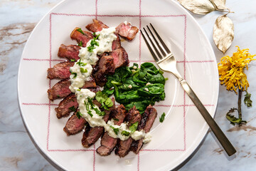 Canvas Print - Steak with Gorgonzola Sauce