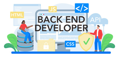 Back end developer typographic header. Software development
