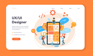 UX UI designer web banner or landing page. App interface improvement