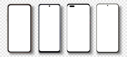 Fototapete - Realistic phone mockup. Smartphone blank screen, phone mockup. Template for infographics or presentation UI, UX design interface. Cellphone frame with blank display