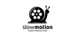 Snail with reel film, slow motion video production logo design inspiration