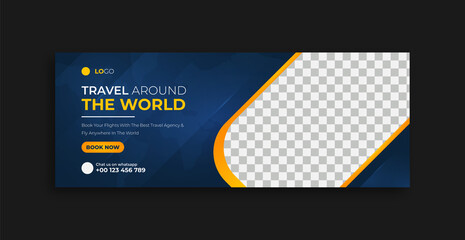 travel social media business facebook page cover timeline design banner vector template clean design