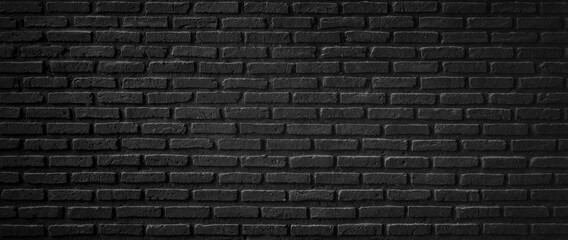 Wall Mural - Old black brick wall texture ,brick wall texture for interior design vintage dark tone.