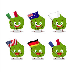 Poster - Kaffir lime fruit cartoon character bring the flags of various countries