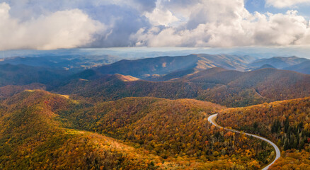 Wall Mural - Scenic Autumn Drive on the southern portion of the Blue Ridge Parkway in North Carolina Mountains