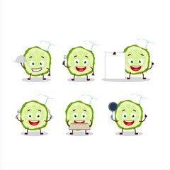 Wall Mural - Cartoon character of slice of kaffir lime fruit with various chef emoticons