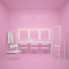 Wall Mural - Backdrop for pink dressing room. 3d rendering