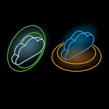 Neon Set Of Cloud Icons