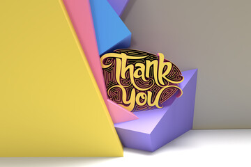 Wall Mural - 3D Render Thank You lettering typographical 3D Flyer Poster Illustration Design.