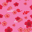 © RoseOu - Vector red pink cherry flowers blossom, seamless pattern background.