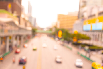 Canvas Print - blurry car on the road of background city vintage