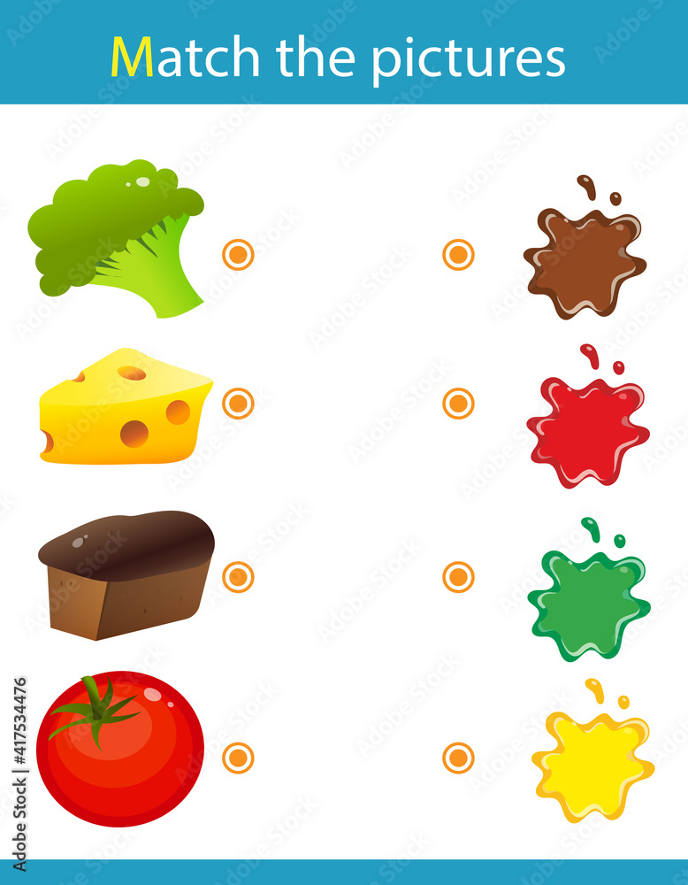 Match by color. Puzzle for kids. Matching game, education game for ...