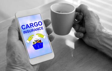 Canvas Print - Shipment insurance concept on a smartphone