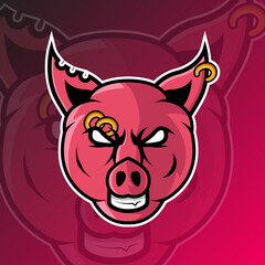 angry pig logo esport gaming Vector