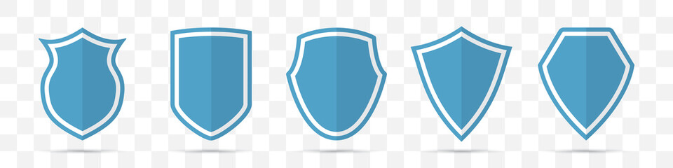 Leinwandbilder - Set of blue shield icons in a flat design
