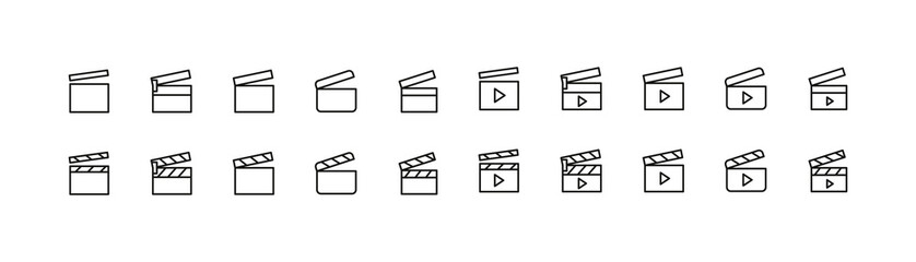 Premium pack of clapperboard line icons.