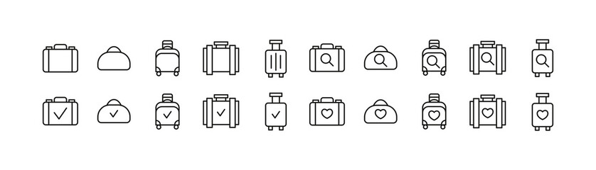 Poster - Set of simple luggage line icons.