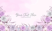 Soft Color Rose Flower Frame With Editable Text