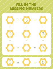 Fill in the missing numbers. Printable maths worksheet practice page. Count and write.