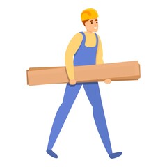 Wall Mural - Builder take wood plank icon. Cartoon of builder take wood plank vector icon for web design isolated on white background