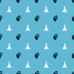 Sticker - Set Vip inside head and Party hat on seamless pattern. Vector.