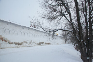 Sticker - Chilling view of the Monastery in the city of Zvenigorod, Moscow region during winter