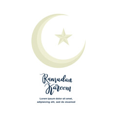 Wall Mural - Cute Ramadan Kareem greeting flat illustration