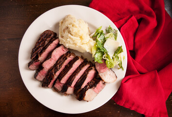 Poster - ribeye steak dinner with mashed and caesar