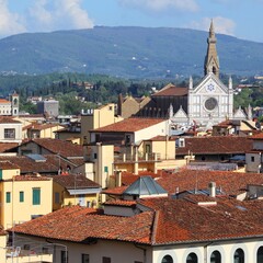 Wall Mural - Florence, Italy aerial view. Italy Florence landmarks. Italian tourist attraction.