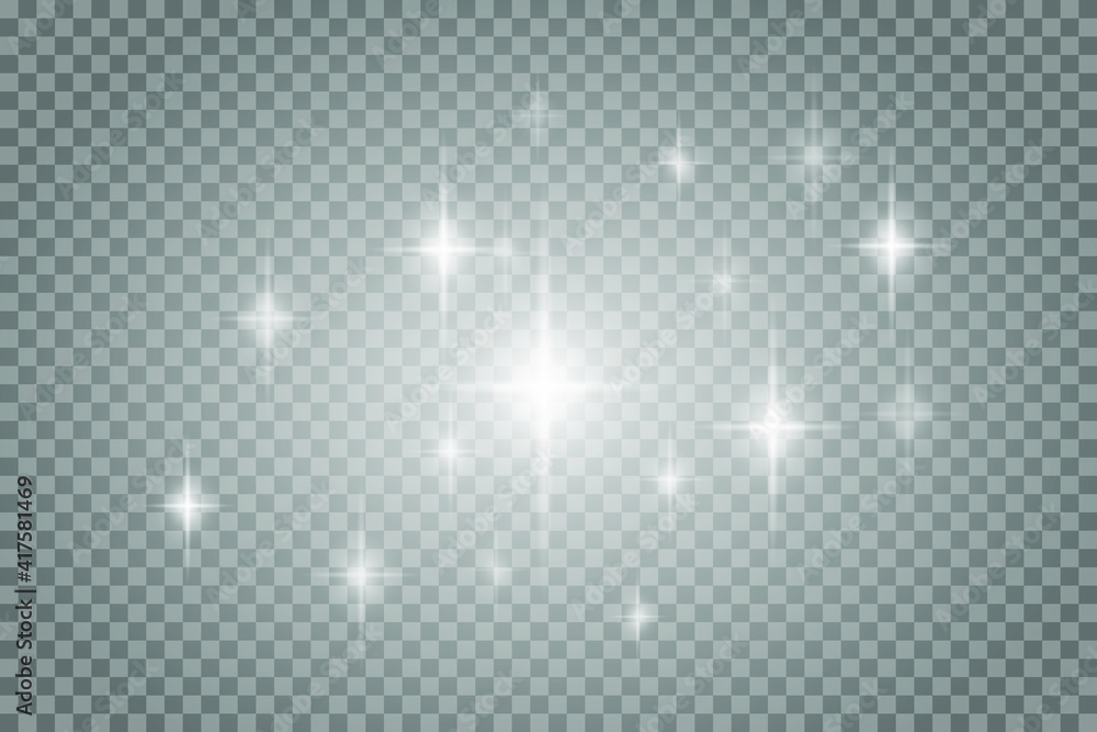 Vector star light glow effect template isolated on transparent ...