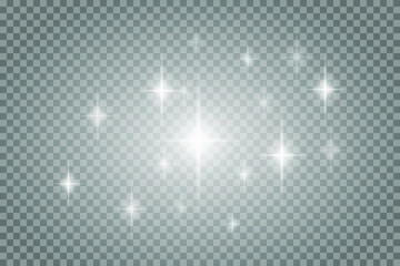 Wall Mural - vector star light glow effect template isolated on transparent background