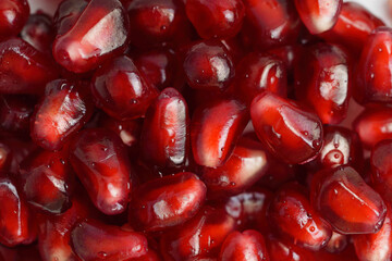 Macro view of ripe seeds of pomegranate      